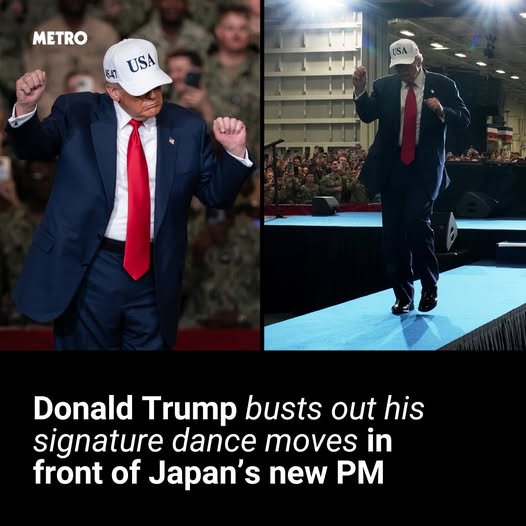 Donald Trump busts out iconic dance moves for Japan’s first female PM