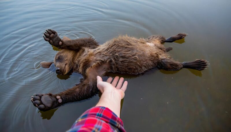 I pulled the small body of a bear cub out of the water, but what happened to me shortly after was a real shock