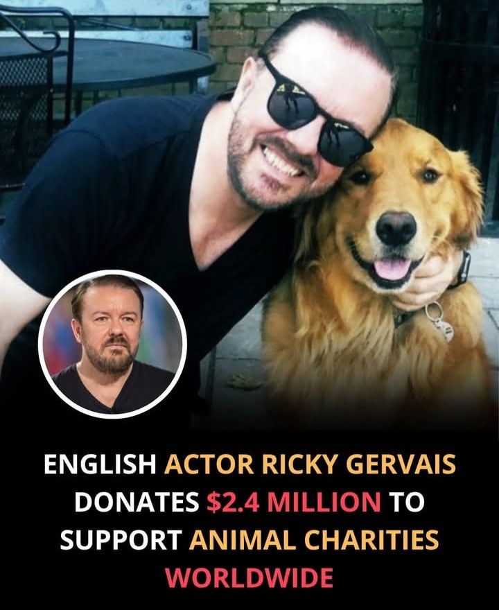 Ricky Gervais donates nearly £2 million to 11 animal charities, helping dogs, cats, bears, rhinos and monkeys