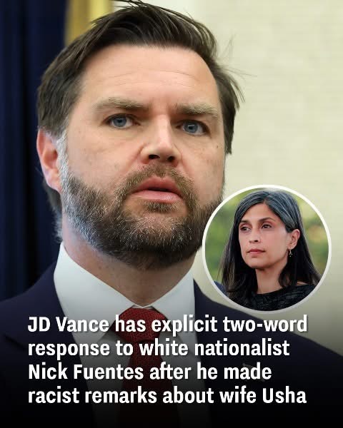 JD Vance fires back with a blunt two-word reply to white nationalist Nick Fuentes after racist comments about his wife, Usha
