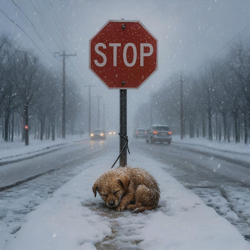 He Was Just a Puppy, Tied and Forgotten in the Snow – Until a Boy Stopped