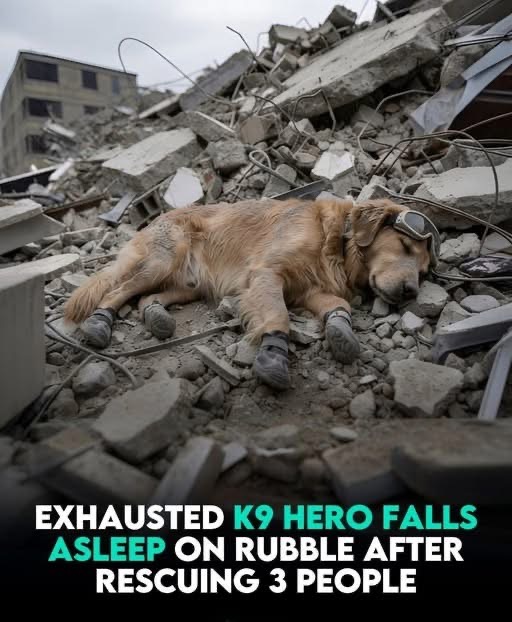 After Hours of searching through thick dust, this K9 Hero finally lay down to rest at the very Place where he had been Working!
