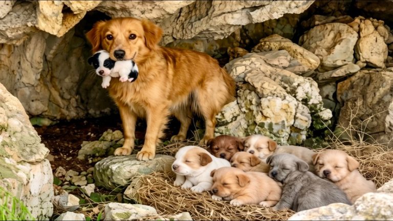 I followed a dog into a cave… and found a whole litter of tiny puppies!